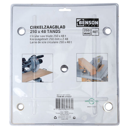 Benson Cirkelzaagblad - Ø 250 mm - 48 Tanden - Hardmetaal (HM)