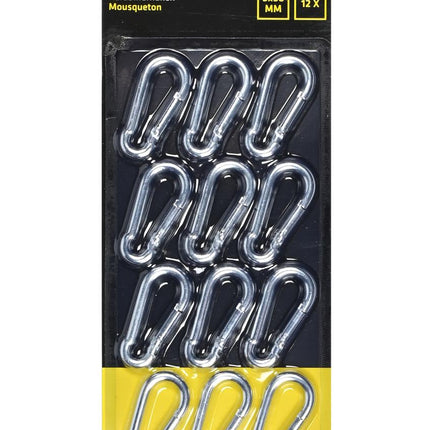 Benson Karabijnhaken – Ø 5 x 50 mm – 12 stuks – Verzinkt Staal