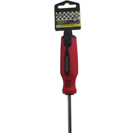 Benson Pozi Schroevendraaier - PZ2 x 100 mm - Chroom-Vanadium - Rood/Zwart