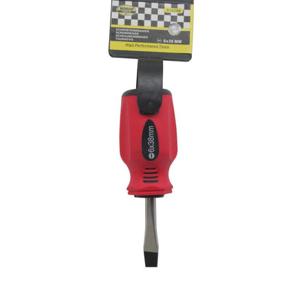 Benson Stubby Platte Schroevendraaier - 6 x 38 mm - Cr-V - Rood/Zwart