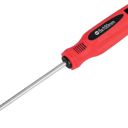 Benson Platte Schroevendraaier - 5 x 100 mm - Cr-V - Rood/Zwart