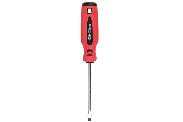 Benson Platte Schroevendraaier - 5 x 100 mm - Cr-V - Rood/Zwart