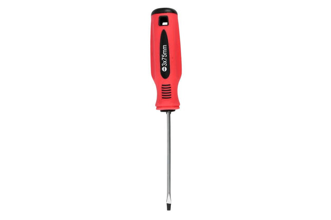 Benson Platte Schroevendraaier - 3 x 75 mm - Cr-V - Rood/Zwart