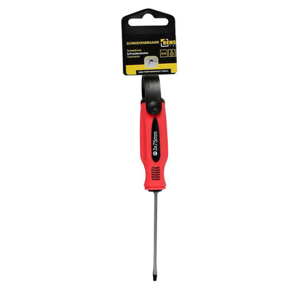Benson Platte Schroevendraaier - 3 x 75 mm - Cr-V - Rood/Zwart