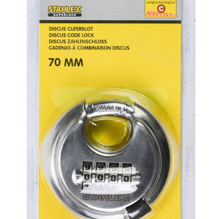 Stahlex Discus Cijferslot – 70 mm – RVS – Sleutelloos