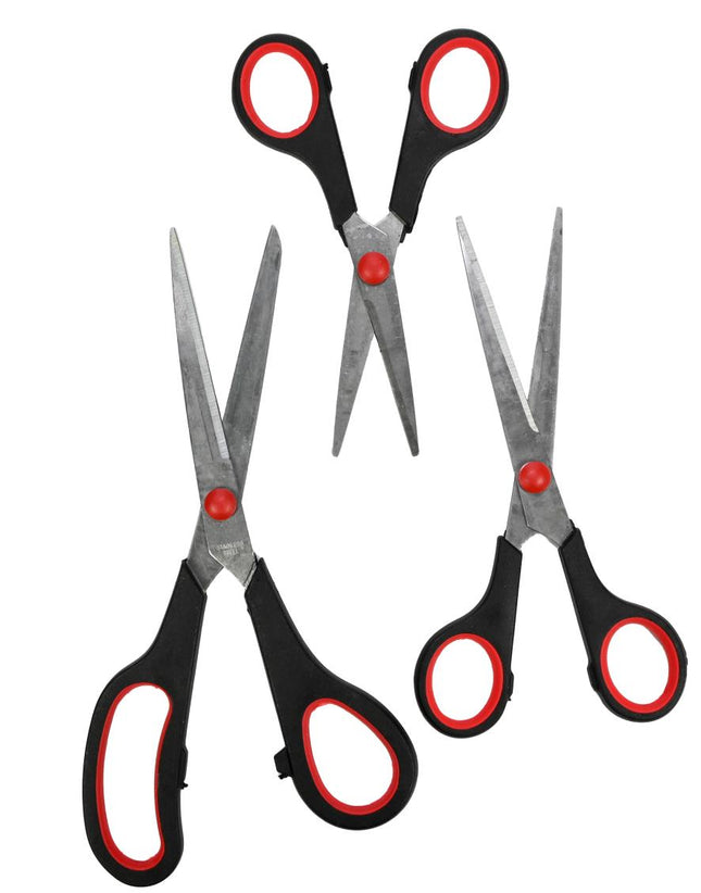Benson Schaarset - 3-delig - RVS met Softgrip - Rood/Zwart
