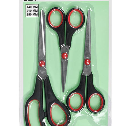 Benson Schaarset - 3-delig - RVS met Softgrip - Rood/Zwart