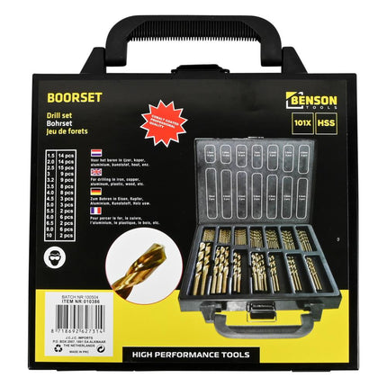 Benson HSS Borenset - 101-delig - Cobalt Coated - 1.5 t/m 10 mm - Inclusief Koffer
