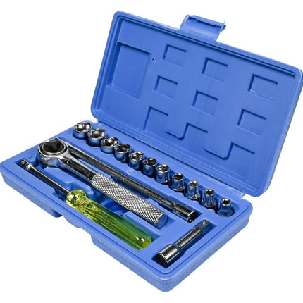 Benson Doppendoos met Ratel - 17-delig - 1/4" Opname - Compacte Set
