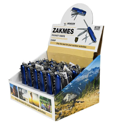 Benson Multifunctioneel Zakmes - 11 Functies - RVS & Aluminium - 9 cm - Swiss Style
