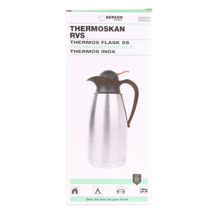 Benson Thermoskan RVS – 1,1 Liter – Dubbelwandig Geïsoleerd – Met Handvat