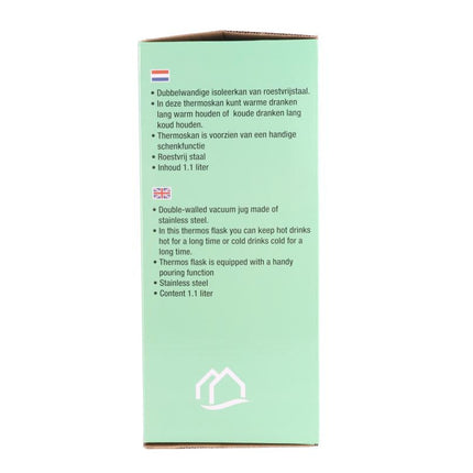 Benson Thermoskan RVS – 1,1 Liter – Dubbelwandig Geïsoleerd – Met Handvat