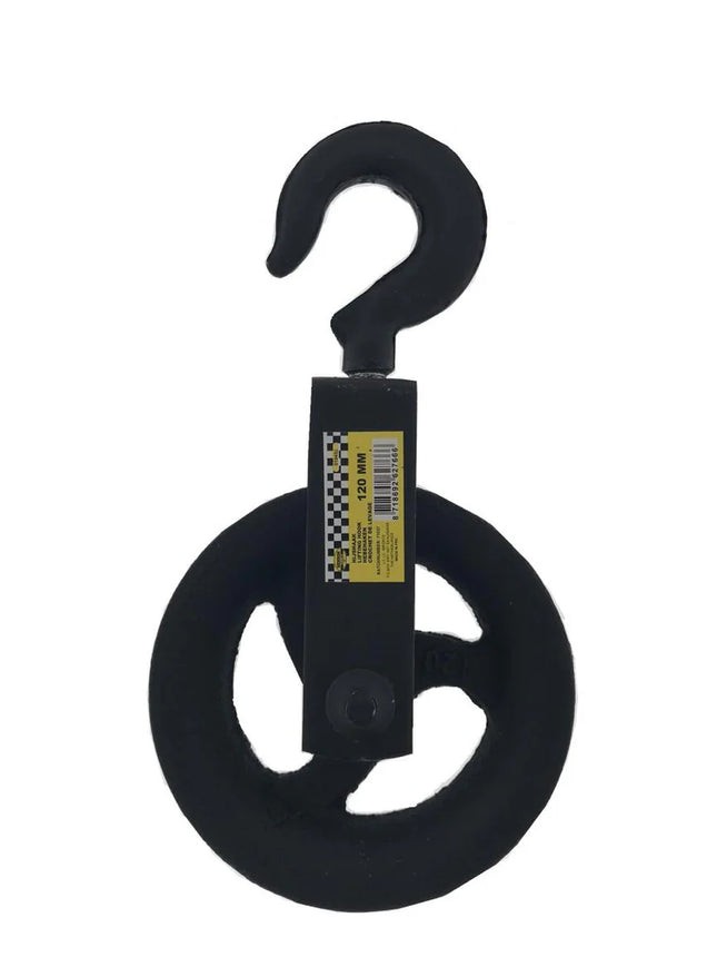 Benson Robuuste Katrol met Hijshaak – Ø 120 mm – Gietijzer – Voor Kabels tot 20 mm