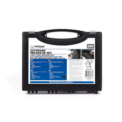Benson Bandenreparatieset XL – 28-delig – Inclusief 20 Veters – Met Robuuste Meeneemkoffer