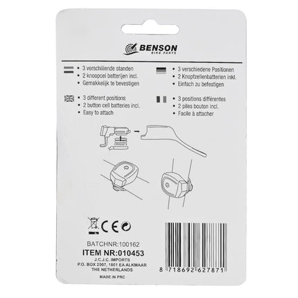 Benson LED Fietslamp Set - Silicone - Waterdicht - Wit & Rood - 3 Standen