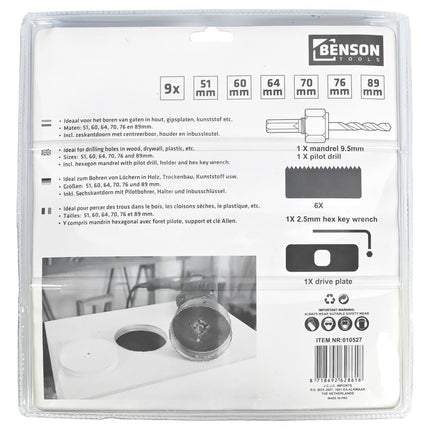 Benson Gatenzaagset - 9-delig - Heavy Duty - Ø 51 t/m 89 mm