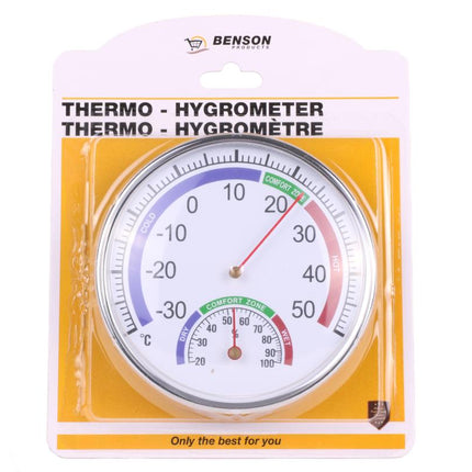 Benson Analoge Thermo- & Hygrometer - Comfortzones - Wit - 12.9 cm