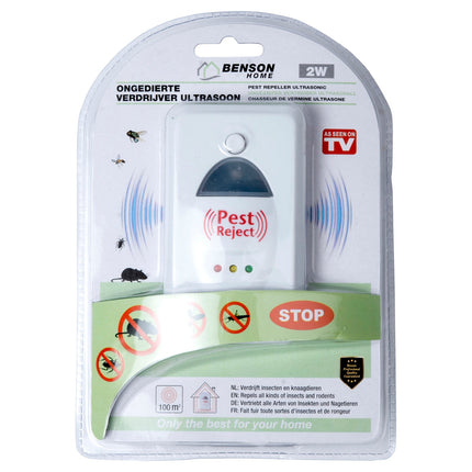Benson Ultrasone Ongedierteverdrijver - 200 m² - Dubbele Technologie - 220V