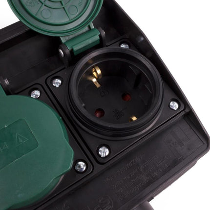 Benson Dubbele Tuincontactdoos op Spies – 2-voudig – 1,5 meter – IP44