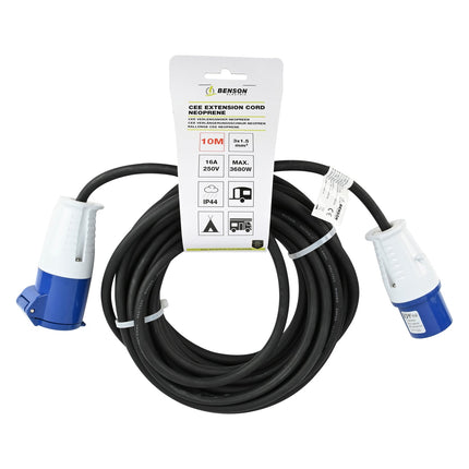 Benson Verlengsnoer - Neopreen - CEE-stekker - 10 meter - Spatwaterdicht