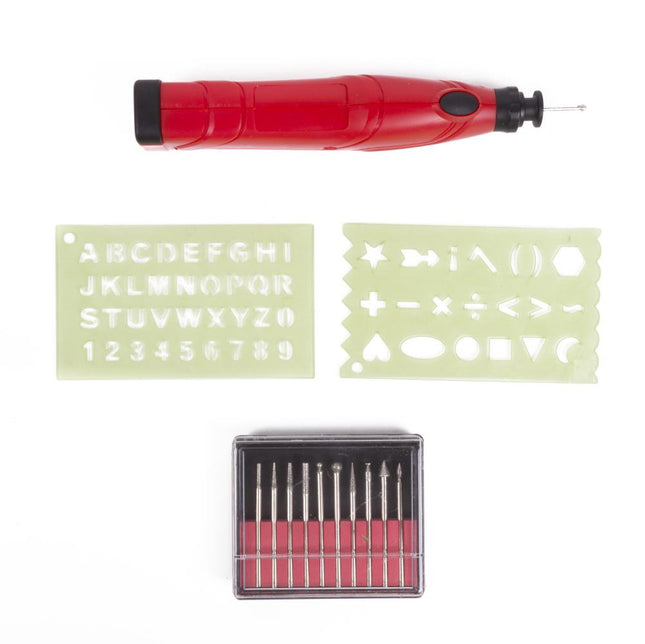 Benson Graveerpen Set - 13-delig - Draadloos op Batterijen - Inclusief Sjablonen