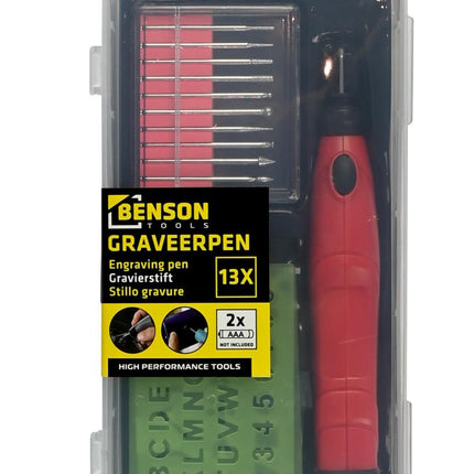 Benson Graveerpen Set - 13-delig - Draadloos op Batterijen - Inclusief Sjablonen