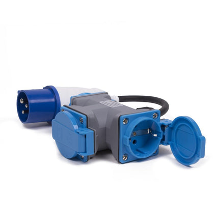 Benson CEE Verloop Contra - 3-weg Splitter - IP44 - 3500W - IEC60309-2