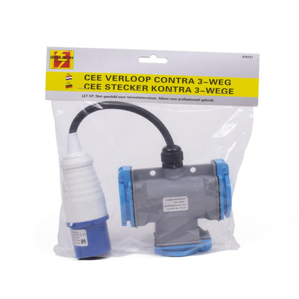 Benson CEE Verloop Contra - 3-weg Splitter - IP44 - 3500W - IEC60309-2