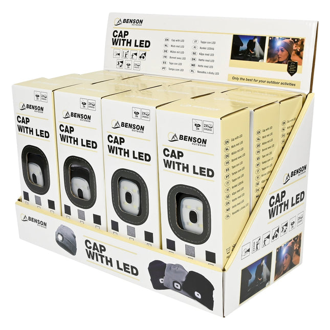 Benson Muts met LED-verlichting – 3 Lichtstanden – Inclusief Batterijen – One Size