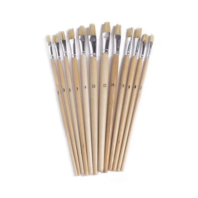 Benson Penseelset 12-Delig - Platte Kwasten voor Schilderen en Hobby