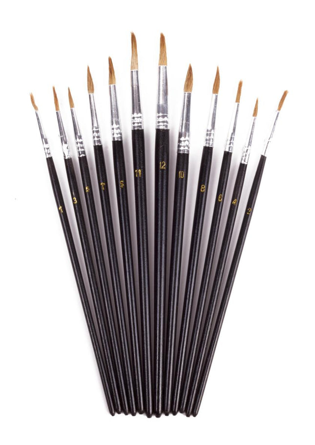 Benson Penseelset 12-Delig Rond - Precisiekwasten voor Hobby en Modelbouw