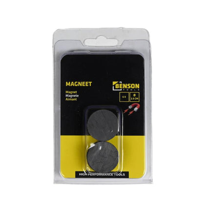 Benson Ronde Magneten - 25 mm - 6 Stuks - 1000 Gauss
