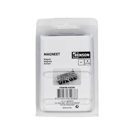 Benson Ronde Magneten - 25 mm - 6 Stuks - 1000 Gauss