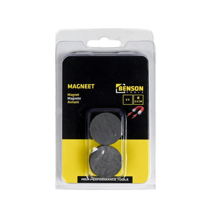 Benson Ronde Magneten - 25 mm - 6 Stuks - 1000 Gauss