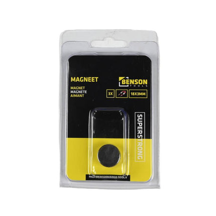 Benson Superstrong Magneten – Ø 18 x 3 mm – 3 stuks – Hoge Houdkracht
