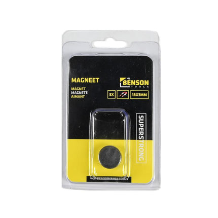 Benson Superstrong Magneten – Ø 18 x 3 mm – 3 stuks – Hoge Houdkracht