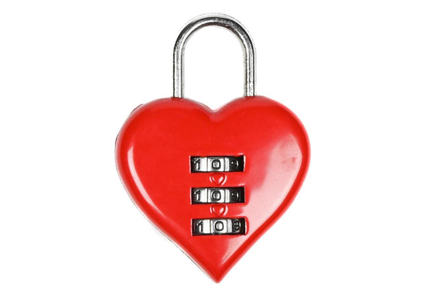 Stahlex Hartvormig Cijferslot – 38 mm – Rood – Liefdesslot