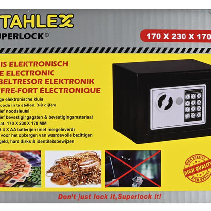 Stahlex Elektronische Kluis Mini - 170 x 230 x 170 mm - Alarm & Noodsleutels