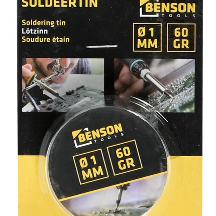 Benson Soldeertin op Rol - 1 mm - 60 Gram (8 meter) - Met Harskern