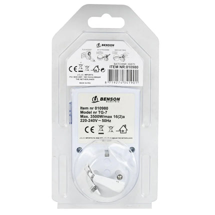 Benson TG7 Mechanische Tijdklok - Compact - 3500 Watt - Penaarde