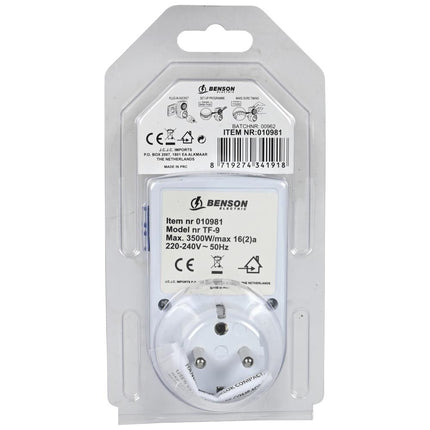 Benson Mechanische Tijdklok - Mini - 3500W - 96 Schakelmomenten - Penaarde