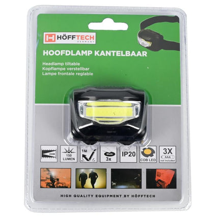 Hofftech Kantelbare Hoofdlamp - 150 Lumen - 3 Watt COB LED