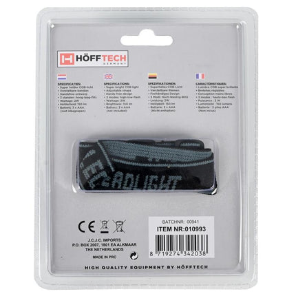 Hofftech Kantelbare Hoofdlamp - 150 Lumen - 3 Watt COB LED