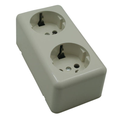 Benson Dubbele Wandcontactdoos – Opbouw – Randaarde – Wit – 16A