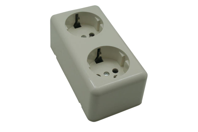 Benson Dubbele Wandcontactdoos – Opbouw – Randaarde – Wit – 16A