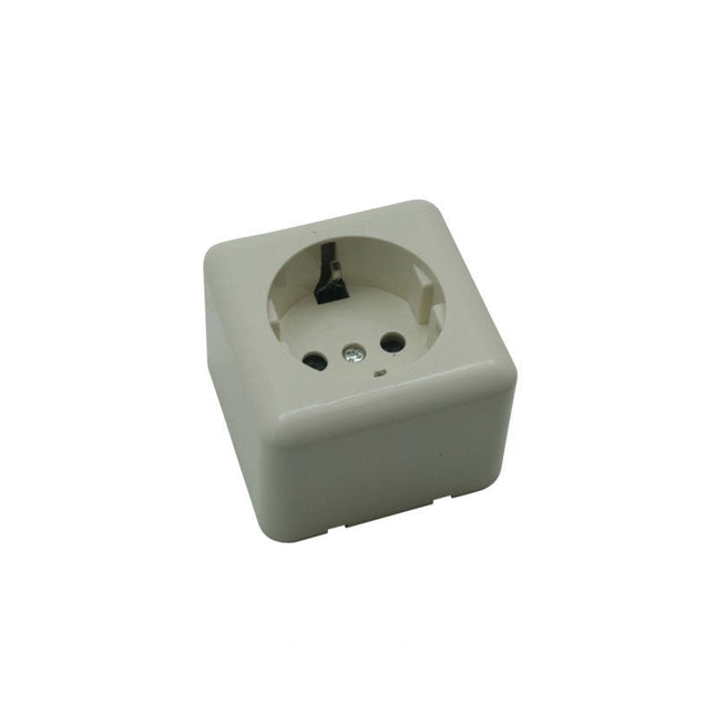 Benson Enkelvoudige Wandcontactdoos – Opbouw – Randaarde – Wit