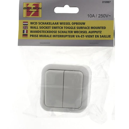 Benson Opbouw Wisselschakelaar – Wit – 250V / 10A – IP20