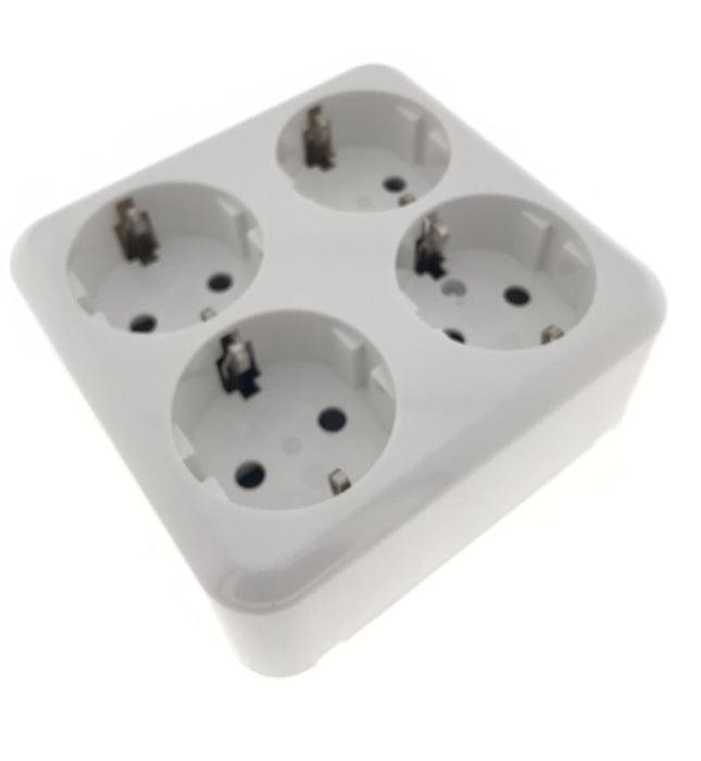 Benson 4-voudige Wandcontactdoos – Opbouw – Randaarde – Wit