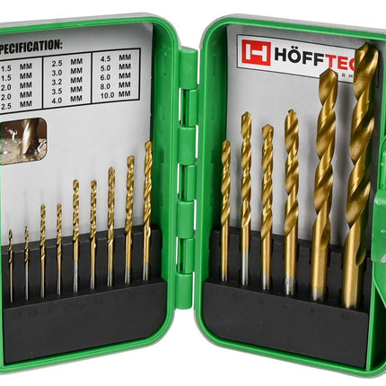 Hofftech HSS Metaalboorset - 15-delig - 1.5 t/m 10 mm - Inclusief Hardcase