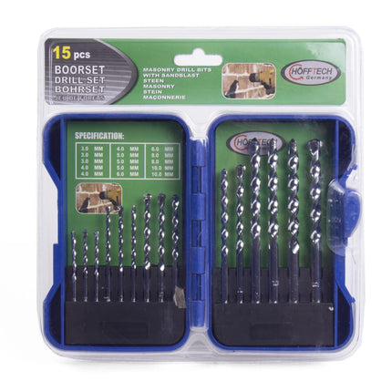 Hofftech Steen- en Betonboorset - 15-delig - 3 t/m 10 mm - Inclusief Hardcase